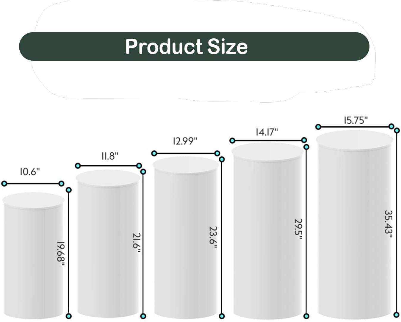White Cylinder Display Stand - 5PCS for Parties and Events