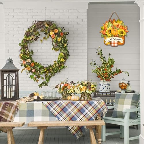 Welcome Fall Door Sign with Pumpkin Design