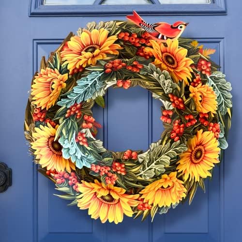 Freshcut Paper Sunflower Wreath 15 Inch 3D Pop Up Card