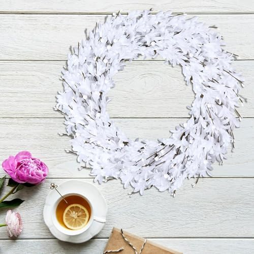 20 Artificial Forsythia Wreath White Decor