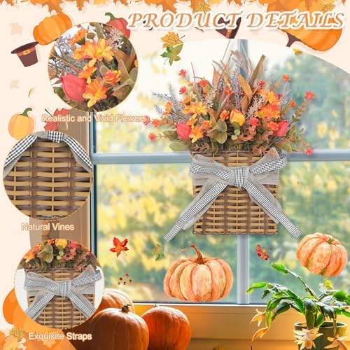 Fall Door Hanger Basket Wreath 15 Inch Decor
