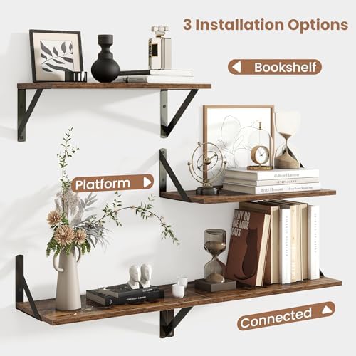 Axeman Floating Shelves Set of 2 16W x 8D Wood Wall Shelves