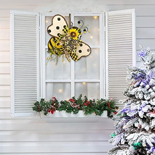 Sunflower Wreath Bee Garland Decor for Front Door