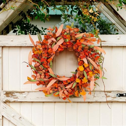 Artificial Wreath Door Hanger for Harvest Festival and Thanksgiving Decor
