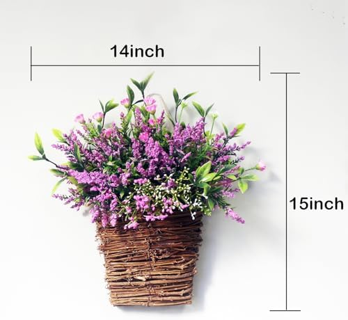 Wildflowers Door Hanging Basket Wreath for Front Door Decor