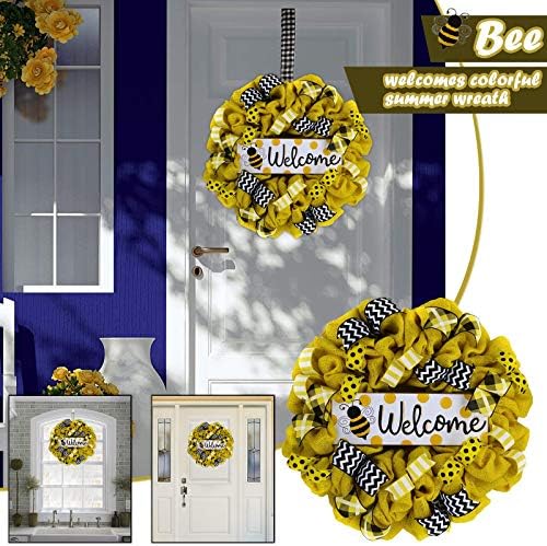 Summer Bee Wreath with Sunflowers Door Decor