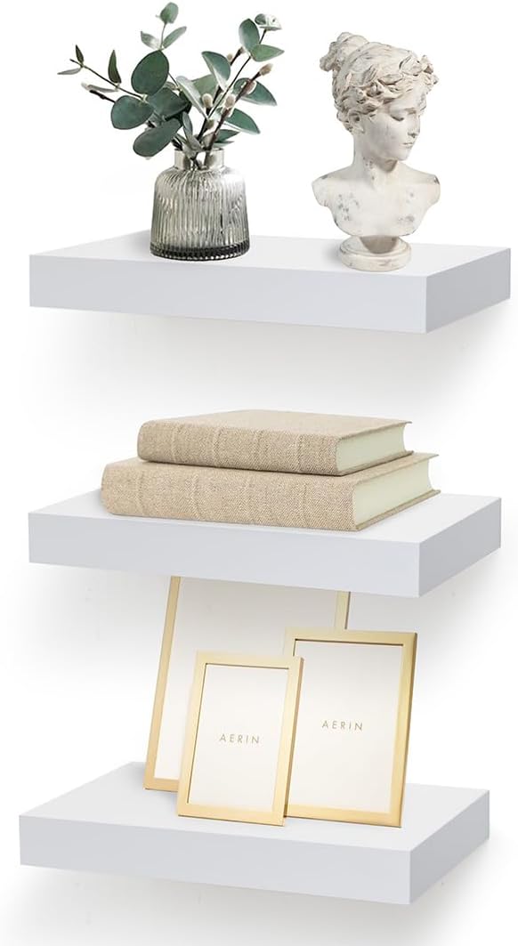 AHDECOR White Floating Shelves Set of 3