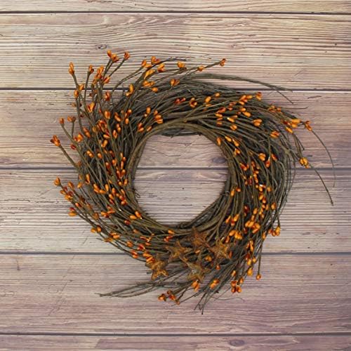 CVHOMEDECO Primitives Rustic Wreath with Barn Stars and Berries