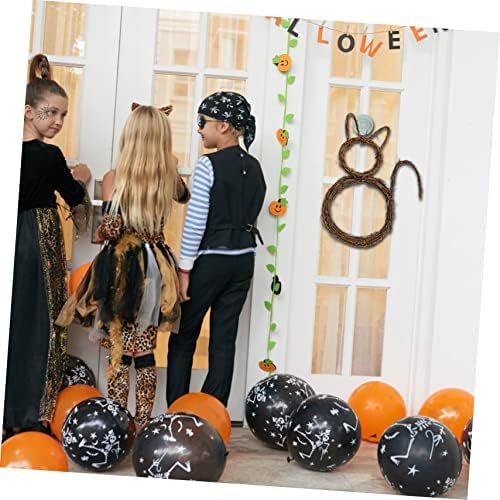 Wakauto Cat Halloween Rattan Wreath Door Decor