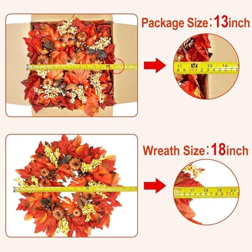 18 Inch Thick Fall Wreath with 20 LED Lights