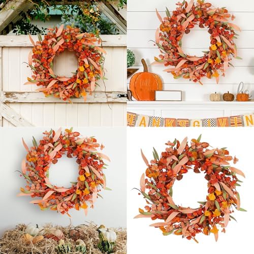 Artificial Wreath Door Hanger for Harvest Festival and Thanksgiving Decor