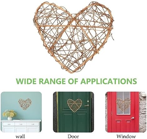 1pc Heart Shaped Rattan Wreath for Front Door