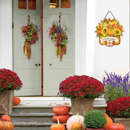 Welcome Fall Door Sign with Pumpkin Design