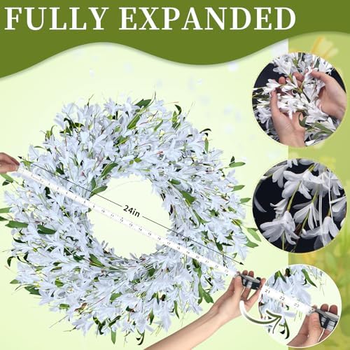 White Forsythia Door Wreath 24 Inch Decor