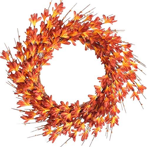 Bibelot 20 Inch Artificial Forsythia Wreath Orange
