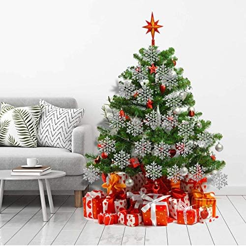 36 Piece Silver Glitter Snowflake Ornaments Set