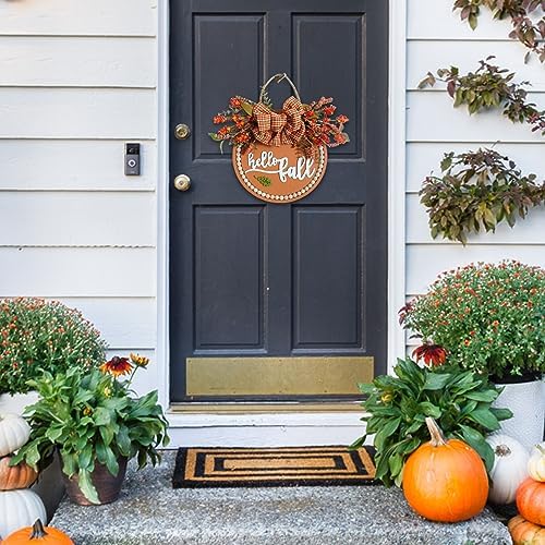 Idyllic 18 Inch Fall Wreath Welcome Sign for Front Door