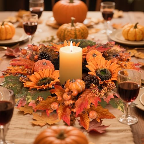 Fall Wreath Front Door 19 Inch Autumn Decor