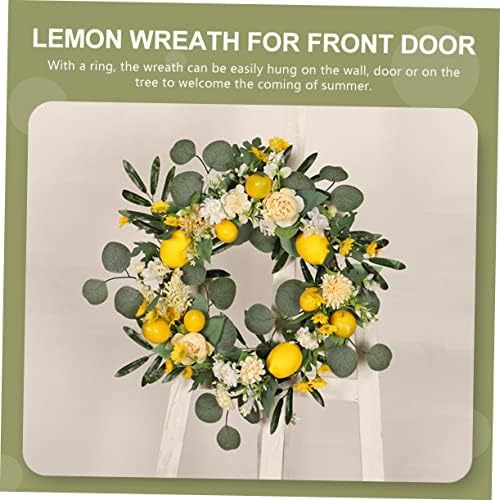PRETYZOOM Realistic Lemon Flower Wreath for Front Door