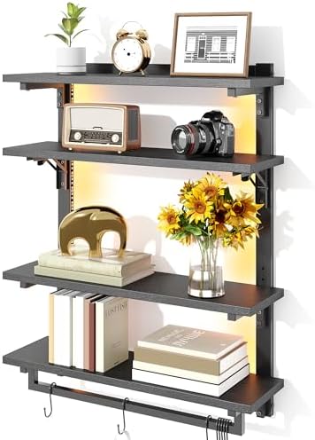 Spacesea Foldable Gaming Floating Shelf with LED Light and Hooks
