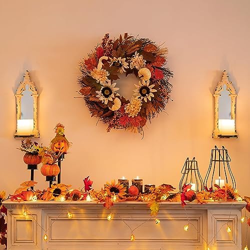 Walasis Fall Wreath Door Decor 20 Inch Autumn Harvest