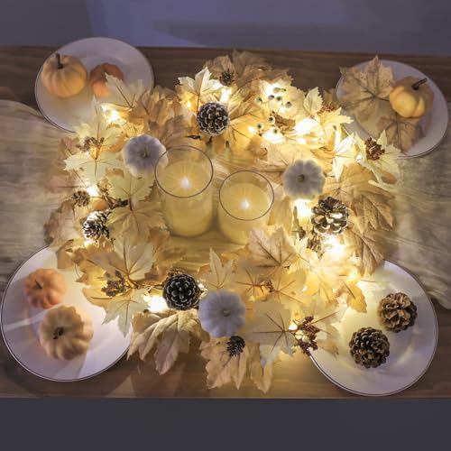 22 Inch Fall Wreath with LED Lights for Front Door