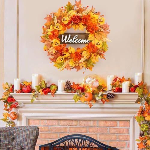 24 Inch Fall Wreath Front Door Decor