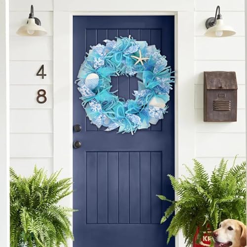 24 Inch Coastal Wreath with Starfish and Scallops Shell