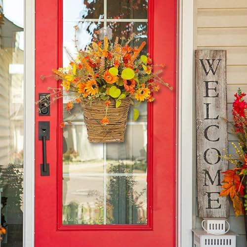 Fall Flowers Artificial Wreath for Front Door
