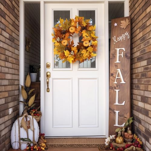 Fall Wreaths with Timer Lights for Front Door