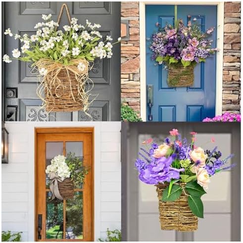 Cream Hydrangea Door Wreath Basket Hanger 1