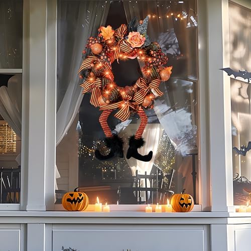 Joiedomi Halloween Wreath with 50 LED Lights