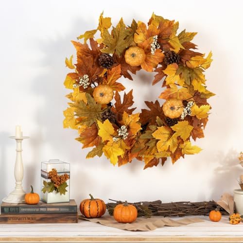 Fall Wreaths with Timer Lights for Front Door