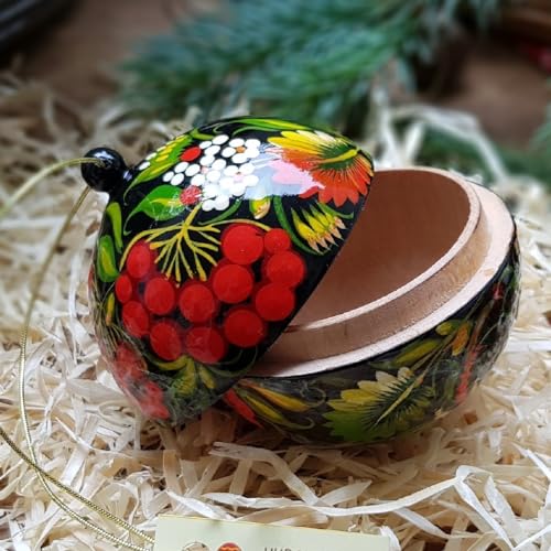 Hand Painted Wooden Christmas Bell Ornament 7cm