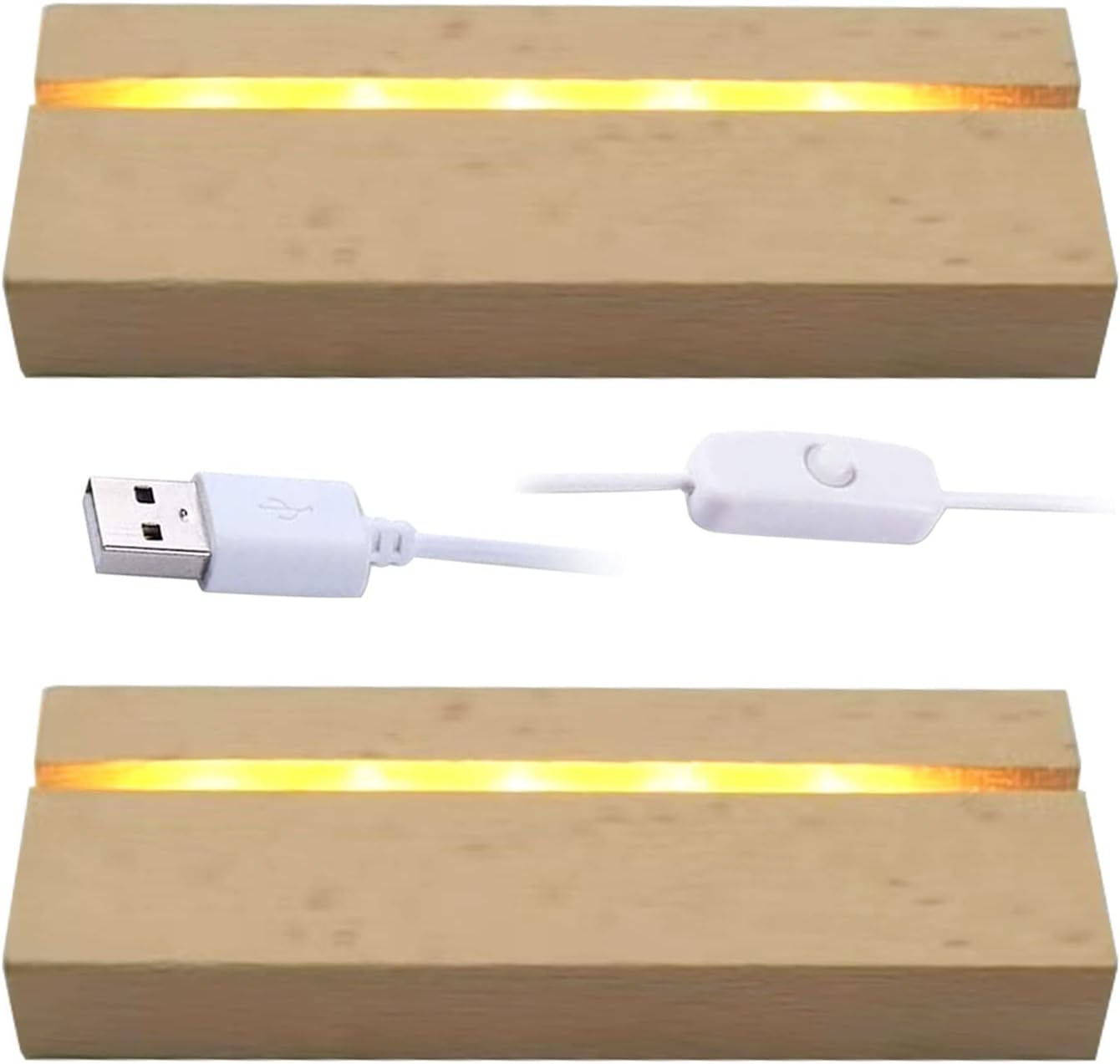 JOJOCY 2 Pack Rectangle LED Wood Display Pedestal