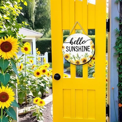 Artinme Summer Decor Wreath 12x12 Inch Hello Sunshine