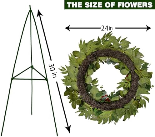 HENOMO Autumn Wreath with Stand 24 Inch Decorations for Gravesite