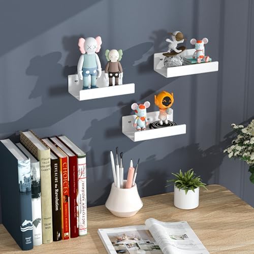 7 Inches White Acrylic Wall Display Shelves 2 Pack U Shape