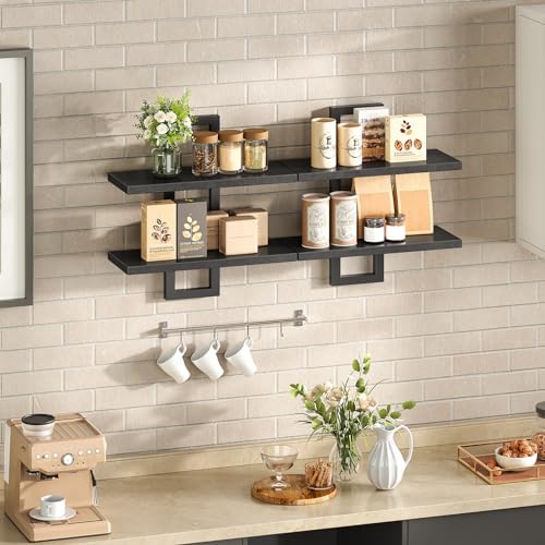 HOOBRO Floating Shelves Set of 2 15 Inch Black