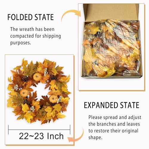 Fall Wreaths with Timer Lights for Front Door