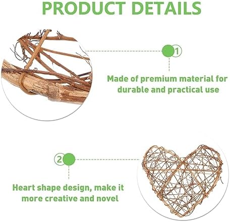 1pc Heart Shaped Rattan Wreath for Front Door