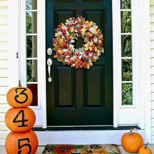 TEMPUS 18 Inch Autumn Wreath with Red Berries