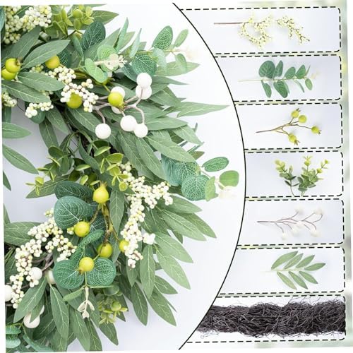 Spring Wreath with Green Leaves Front Door Decor