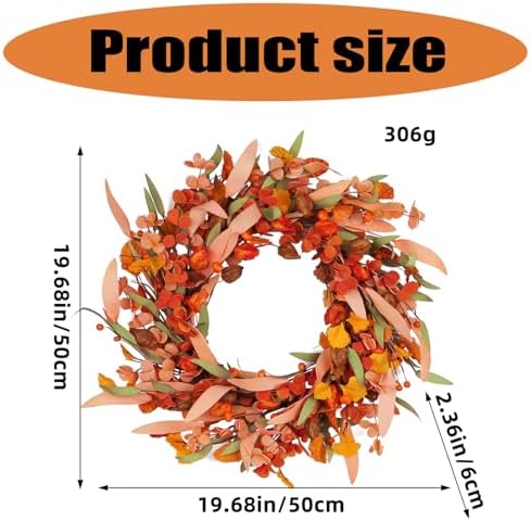 Artificial Wreath Door Hanger for Harvest Festival and Thanksgiving Decor