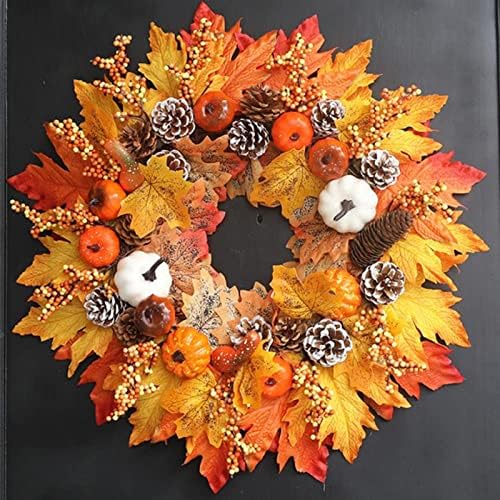 20 Inch Fall Door Wreath Hanger with Maple Leaves