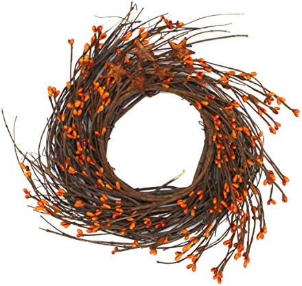 CVHOMEDECO Primitives Rustic Wreath with Barn Stars and Berries