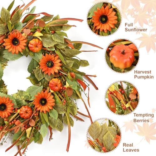 Waipfaru 22in Fall Wreath for Front Door