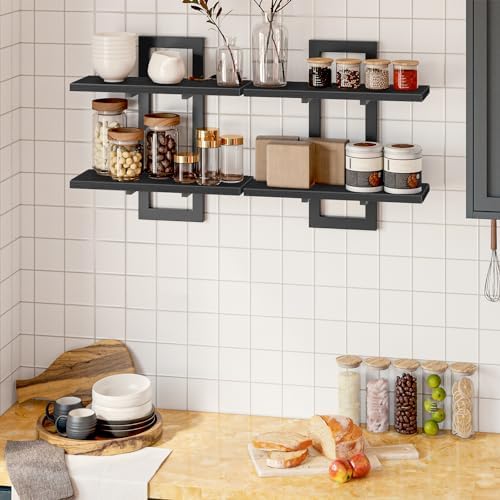 HOOBRO Floating Shelves Set of 2 15 Inch Black