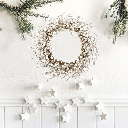 White Berry Wreath 20 Inch Winter Door Decor