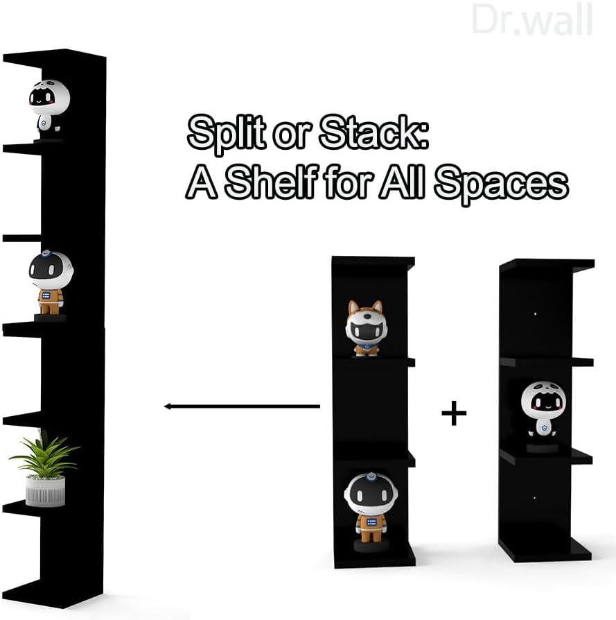 DrWall 7 Tier Black Floating Shelves Set of 2